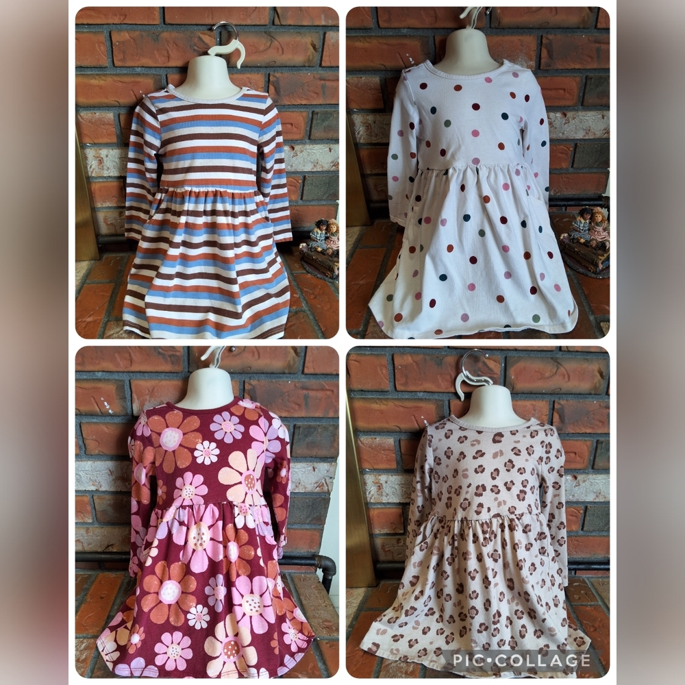 Stylish Kids Dress Set - Stripes, Polka Dots, Retro Floral, Leopard